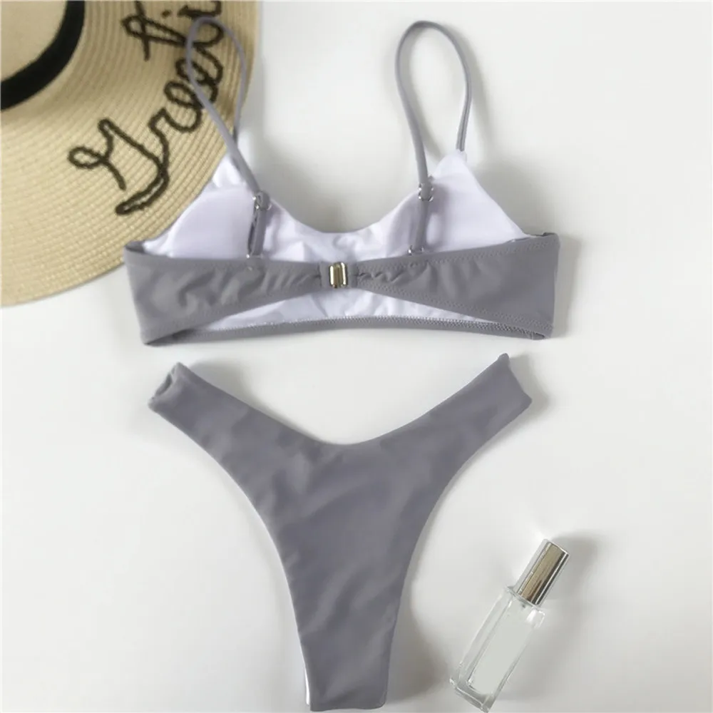 MUQGEW Triangle Bathing Suit Women Push-Up Padded Bra Beach Bikini Set Swimsuit Swimwear Beach Bathing Suit 0128