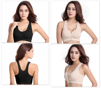 

Sports bra summer front zipper no steel ring professional shockproof running female underwear