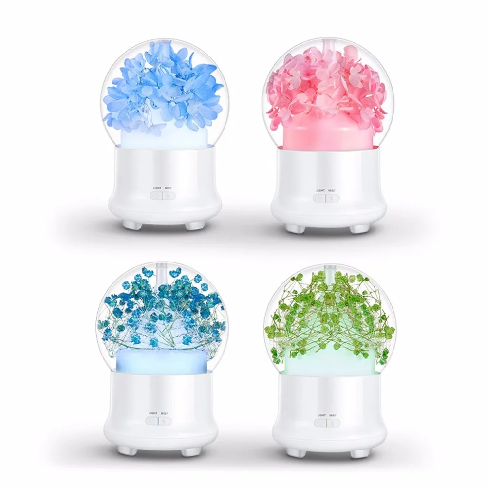 

Mini Portable Preserved Flower Air Humidifier 7Colors Light Change Air Purifier Home Office Aroma Diffuser Fragrance Mist Maker