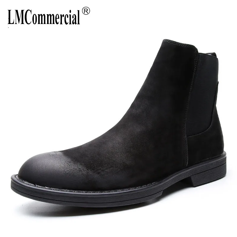 

leather Martin boots mens British casual boots men all-match cowhide Chelsea boots cashmere zipper autumn winter British retro