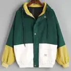 CHAMSGEND для женщин с длинным рукавом вельвет лоскутное негабаритных куртка ветровка пальто Прямая 1M30 - Цвет: Зеленый
