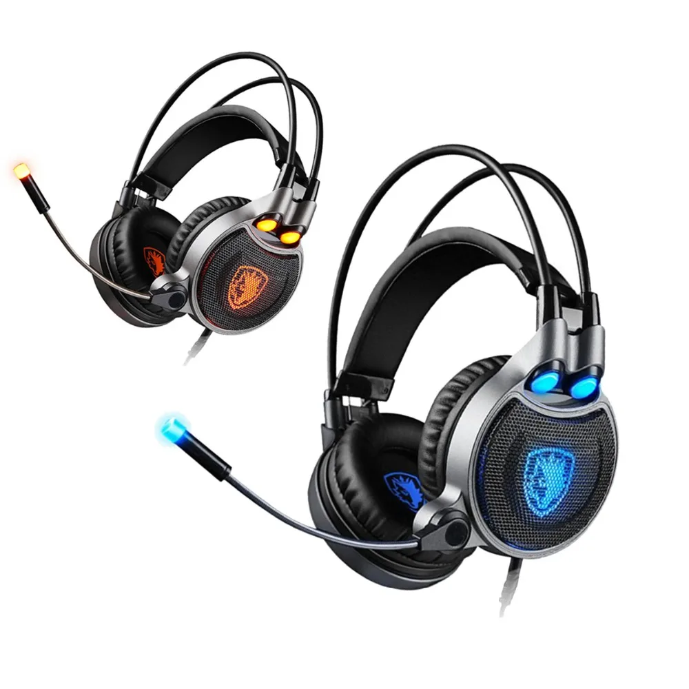 

Sades R1 USB 7.1 Surround Stereo Sound Vibration Gaming Headphone With Microphone LED Light PC Gamer Gaming Headset for Computer