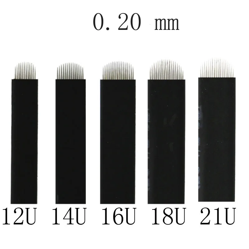 100 шт нано черные 0,16 мм u-образные 12U 14U 16U 18U микроблейдинг иглы для перманентного макияжа принадлежности ручные лезвия для бровей