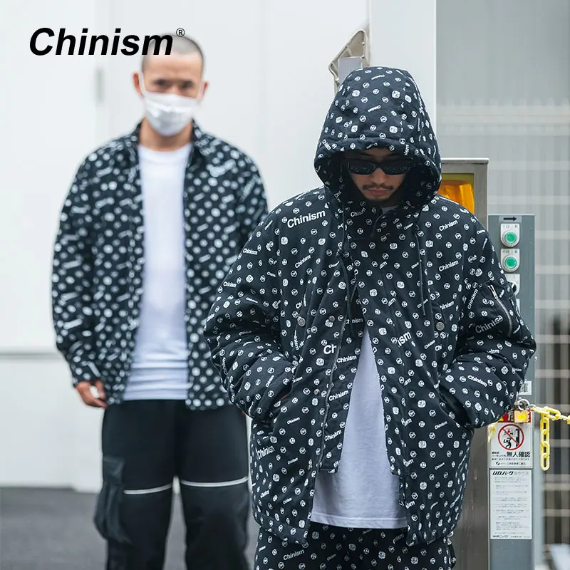 CHINISM/Толстовка парка с буквенным принтом и боковыми карманами куртки 2018 зимняя