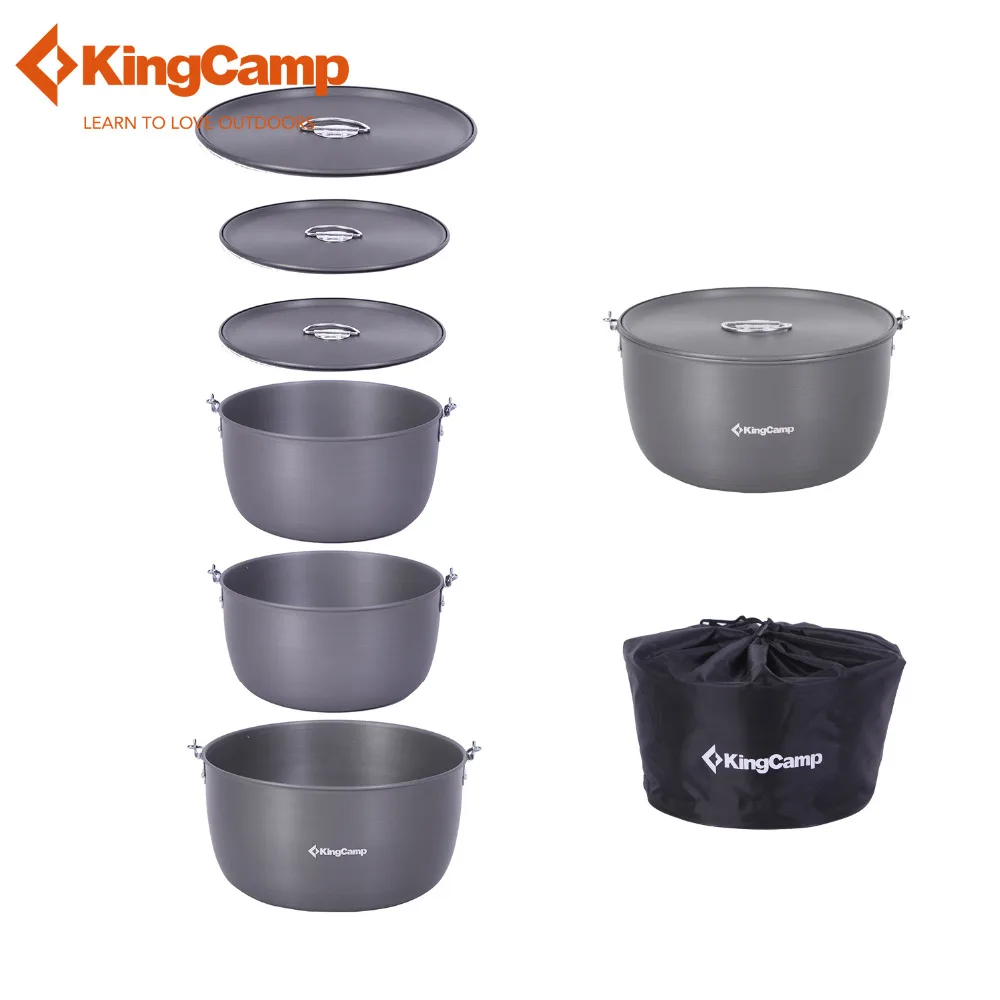 KingCamp Hard anodized Aluminum 6 PCS Camping Cookware Includes Pots