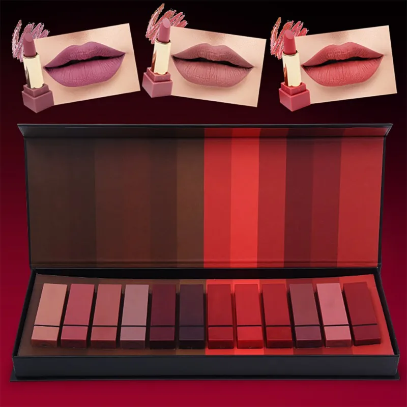 

Matte Lipstick Velvet Lasting Moisturizing Cosmetics Lipstick Red Lips Makeup Lip Gloss Lip Kit Beauty Lipsticks 12 pcs/set