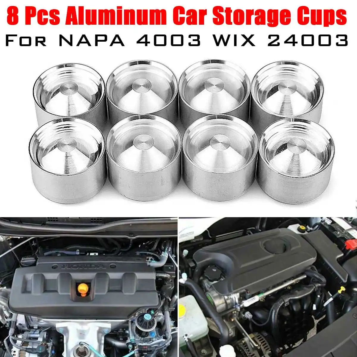

8 PC STORAGE CUPS Center Spot Inside Cup ALUMINUM NAPA 4003/WIX 24003, OD 1.797" +/-.004