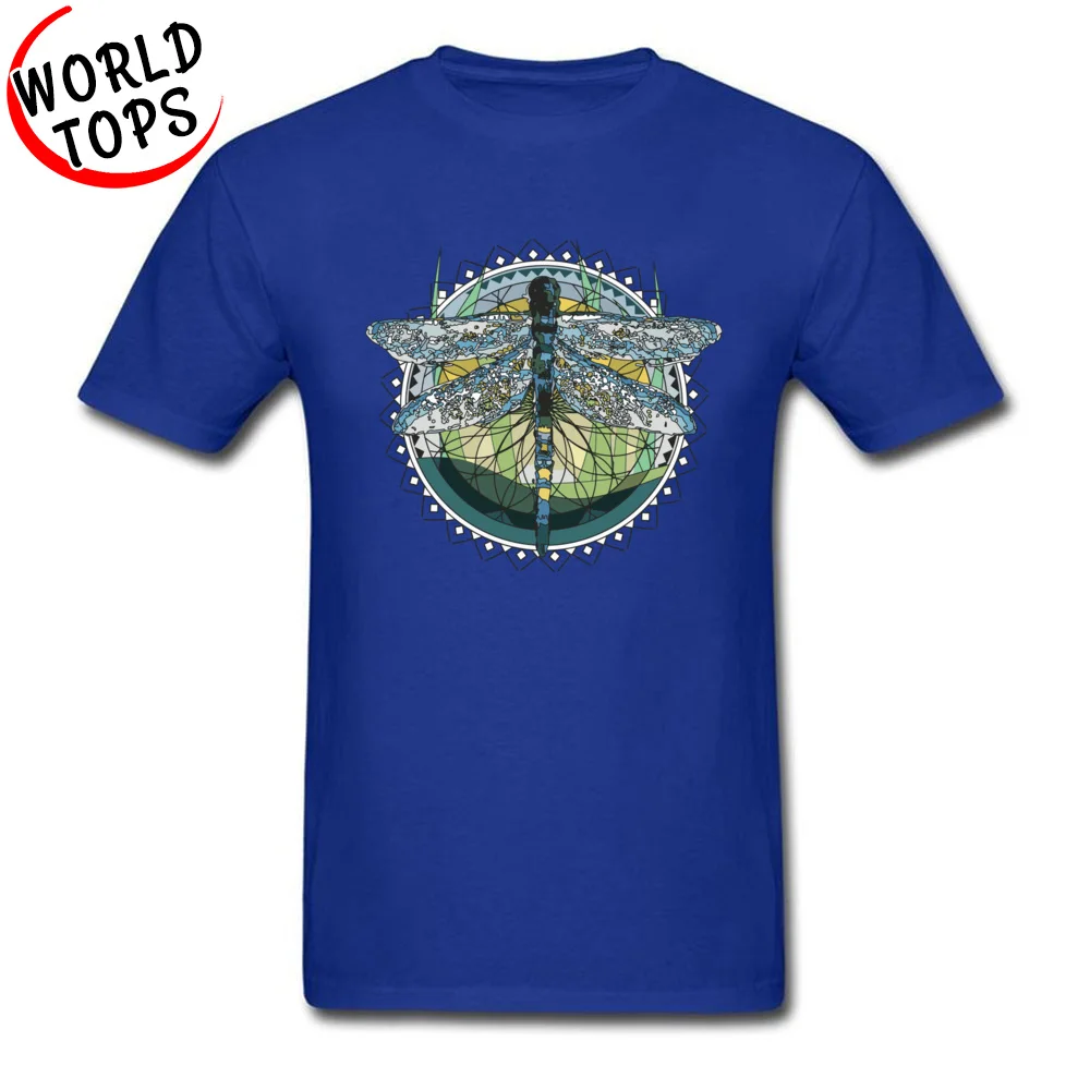 Modern abstract dragonfly 100% Cotton Fabric T-Shirt for Men Tops & Tees Funky Thanksgiving Day O Neck Tee-Shirt Casual Modern abstract dragonfly blue