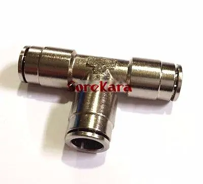 

Fit Tube O/D 14mm Pneumatic Nickel Brass Tee 3 Way Push In Connector Union Quick Release Air Fitting Plumbing