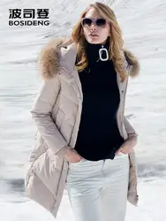 BOSIDENG зимний утепленный пуховик новый женский теплый пуховик с натуральным меховым воротником с капюшоном Длинная парка непромокаемая