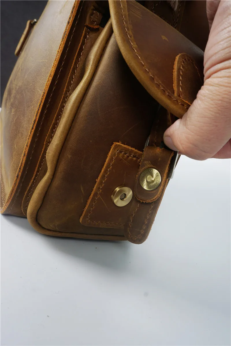 Nesitu Винтаж коричневый толстый прочный кожаный Для мужчин Портфели Crazy Horse кожаный портфель Курьерские сумки M8045