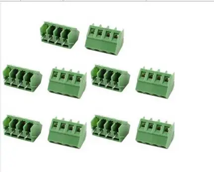 10 Pieces 4 Pin 5mm Pitch 300V 10A PCB Mount Type Terminal Block Green | Обустройство дома