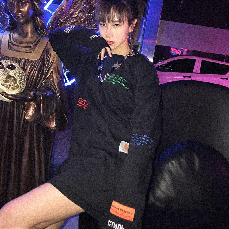 

2019 New Heron Preston Letter Embroidered Long Sleeve T-Shirt Tide Brand Heron Preston Hip Hop Street T-Shirt Women Men T-Shirt