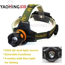 Стиль CREE Q5 2000lm фонарик мощный налобный фонарь свет 4 режима Кемпинг двойной источник света Мощность светодиодный налобный фонарь 2*18650 для рыбалки