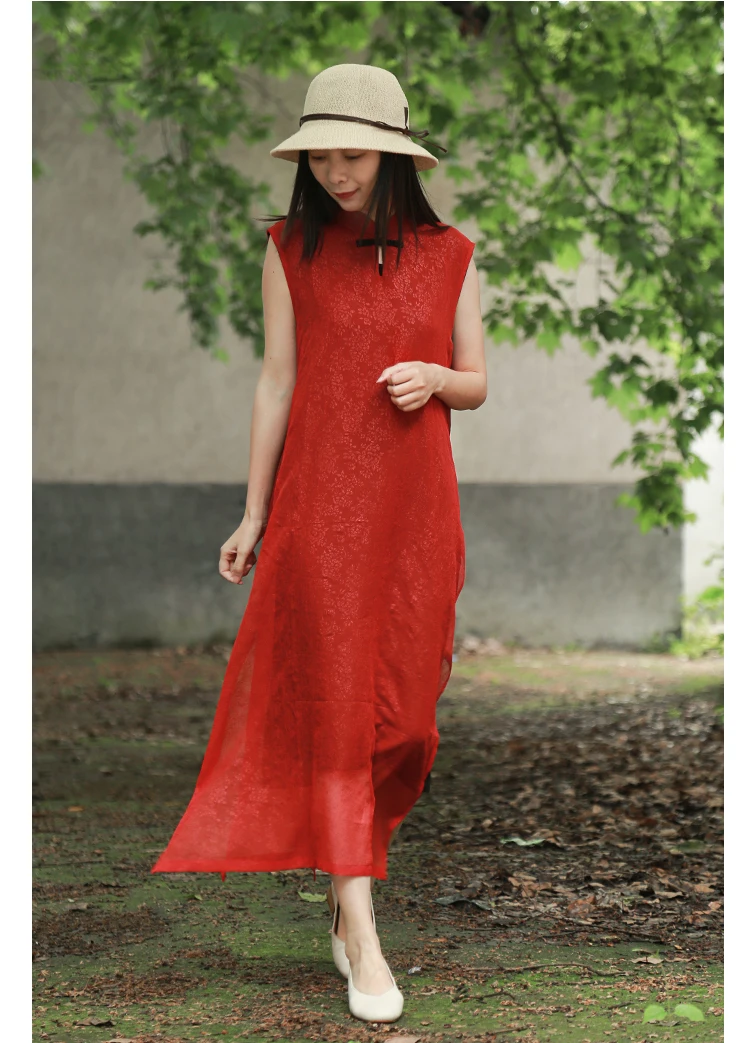 LZJN Women Sleeveless Dress 2019 Summer Sundress Cheongsam Qipao Style Modern Elegant Drip Collar Tank Fake 2 Piece Dress Femme (17)