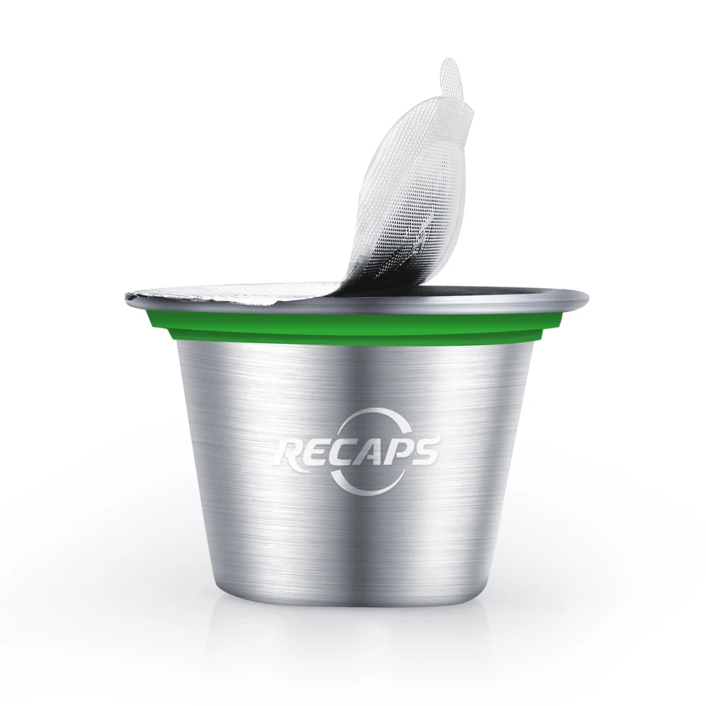 

1 Pcs Stainless Steel Coffee Refillable Reusable Pods Capsules + 120 Pcs Aluminum Seals for Nespresso Machines Makers Brewer