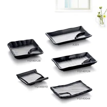 Black Frost Porcelain Imitation Rectangle Dish With Sauce Lattice Dinnerware Dinner Plate Japanese Cuisine Restaurant Tableware