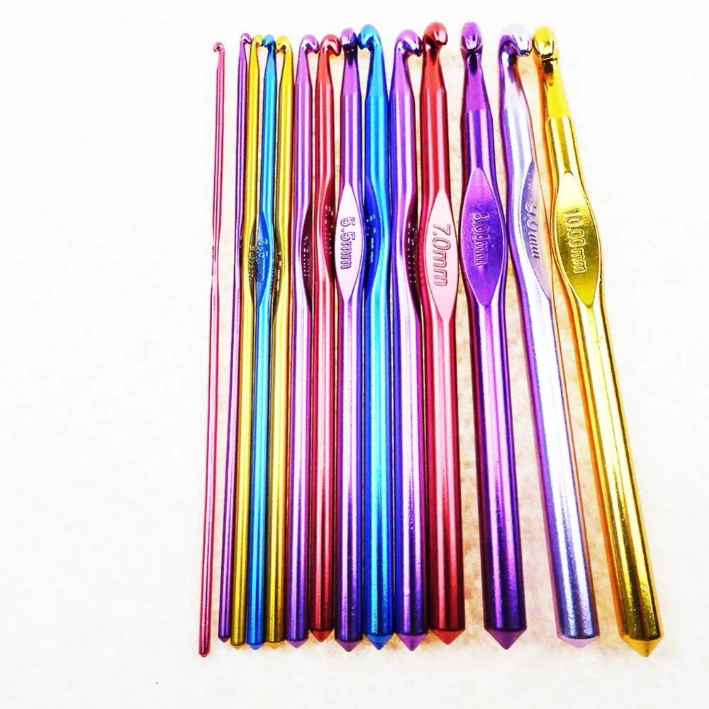 

14pc/set Multi-color Stainless Steel Crochet Hooks Yarn Knitting Needles Sewing Tools Hand Sewing Needle DIY Knitting Tool