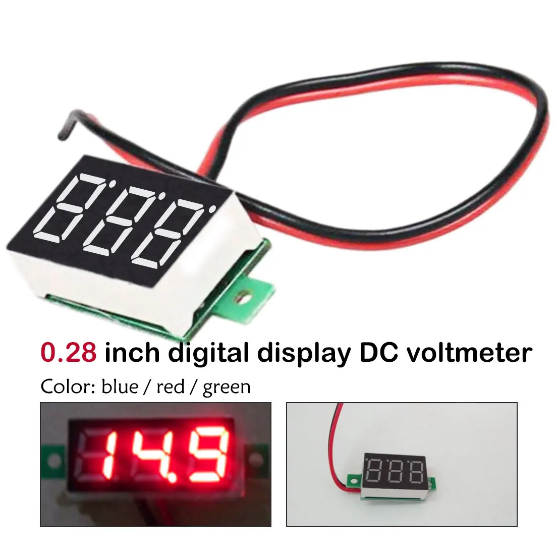 

DC 2.5V-30V 0.28 inch LED Digital Voltmeter Voltage Meter Volt Detector Monitor Tester Panel
