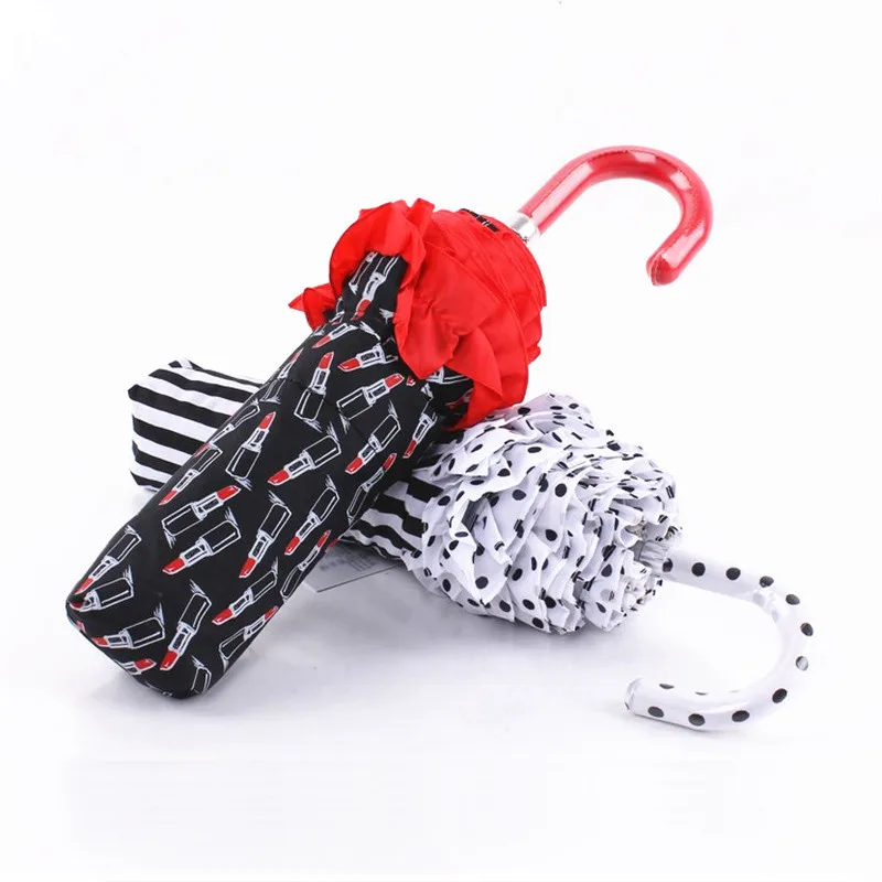 

New Creative handle Umbrella Cute lace mini Umbrella Rain Women Decorative Umbrella