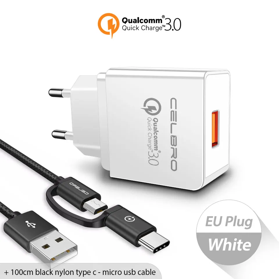 Быстрая зарядка 3,0 USB быстрое зарядное устройство QC3.0 быстрое настенное зарядное устройство адаптер для samsung Xiaomi huawei FCP зарядное устройство для мобильного телефона EU US - Тип штекера: White EU Charger Set