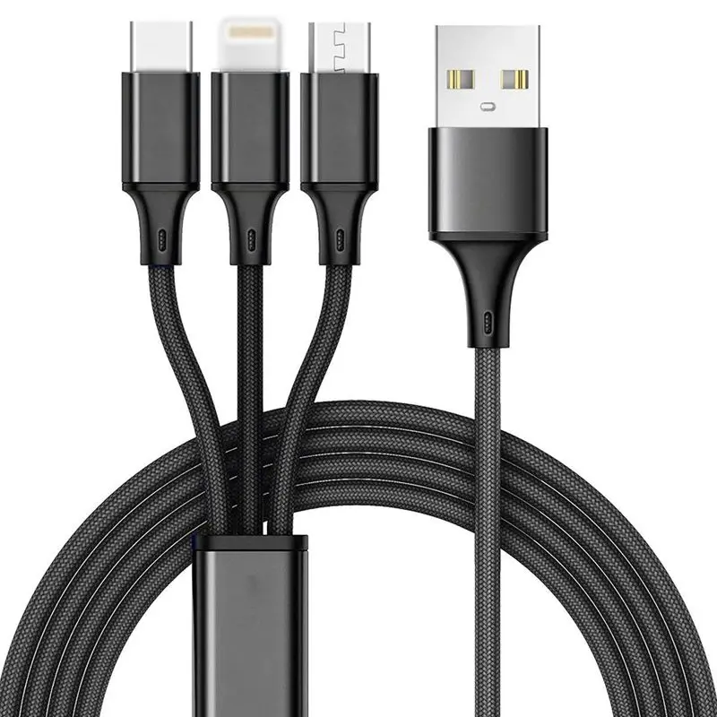 Мульти USB кабель-3 в 1 зарядный кабель с нейлоновой оплеткой 4 фута(1,2 м) алюминиевый разъем usb зарядный шнур совместим с ios PhoneX - Цвет: Blue