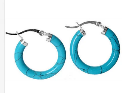 

hot sell new - shitou 00730 New Charming 925 sterling silver With Blue turquoise Ring Earring