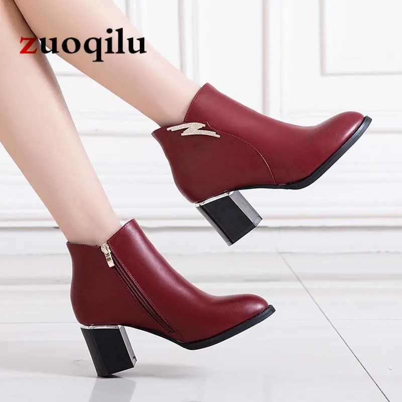 women boots 2018 high heels boots women autumn winter shoes women high heels ankle boots black ladies shoes Women's Shoes
