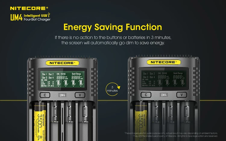 NITECORE UM4 интеллектуальное USB lcd зарядное устройство Li-Ion IMR LiFePO4 18650 14500 26650 автоматическое Универсальное зарядное устройство s