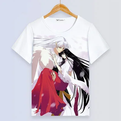 Inuyasha, футболка, аниме, кикио, футболка, женская футболка, Higurashi Kagome Sesshoumaru, косплей, короткий рукав, топы, мужские футболки