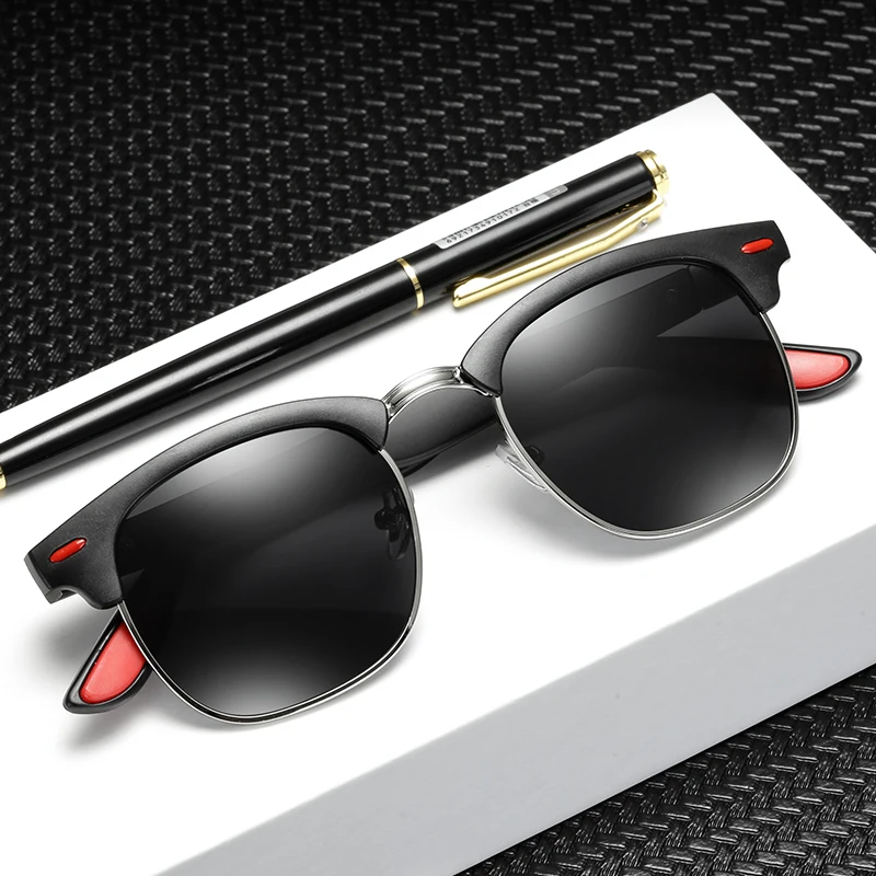 Classic Men Polarized Sunglasses With gift case Luxury Semi Rimless Sun Glasses Women Male Driving Goggles UV400 Gafas De Sol