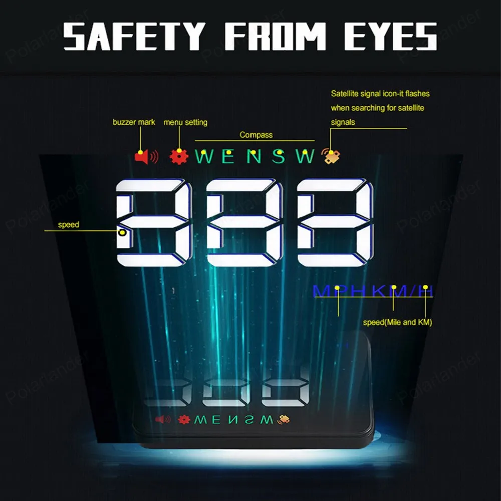 3 5-дюймовый HD A5 HUD Дисплей цифровой Спидометр км/ч MPH предупреждение безопасности