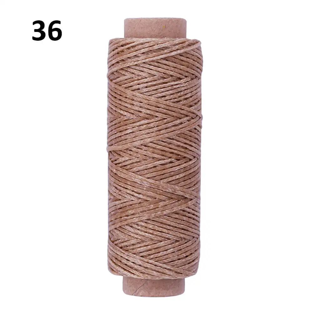 Fashion 0.8mm 150D Waxed Thread Leather Waxed Thread Cord Hand Stitching Thread Flat Waxed Sewing Line DIY Handicraft Tool 50M - Color: 36