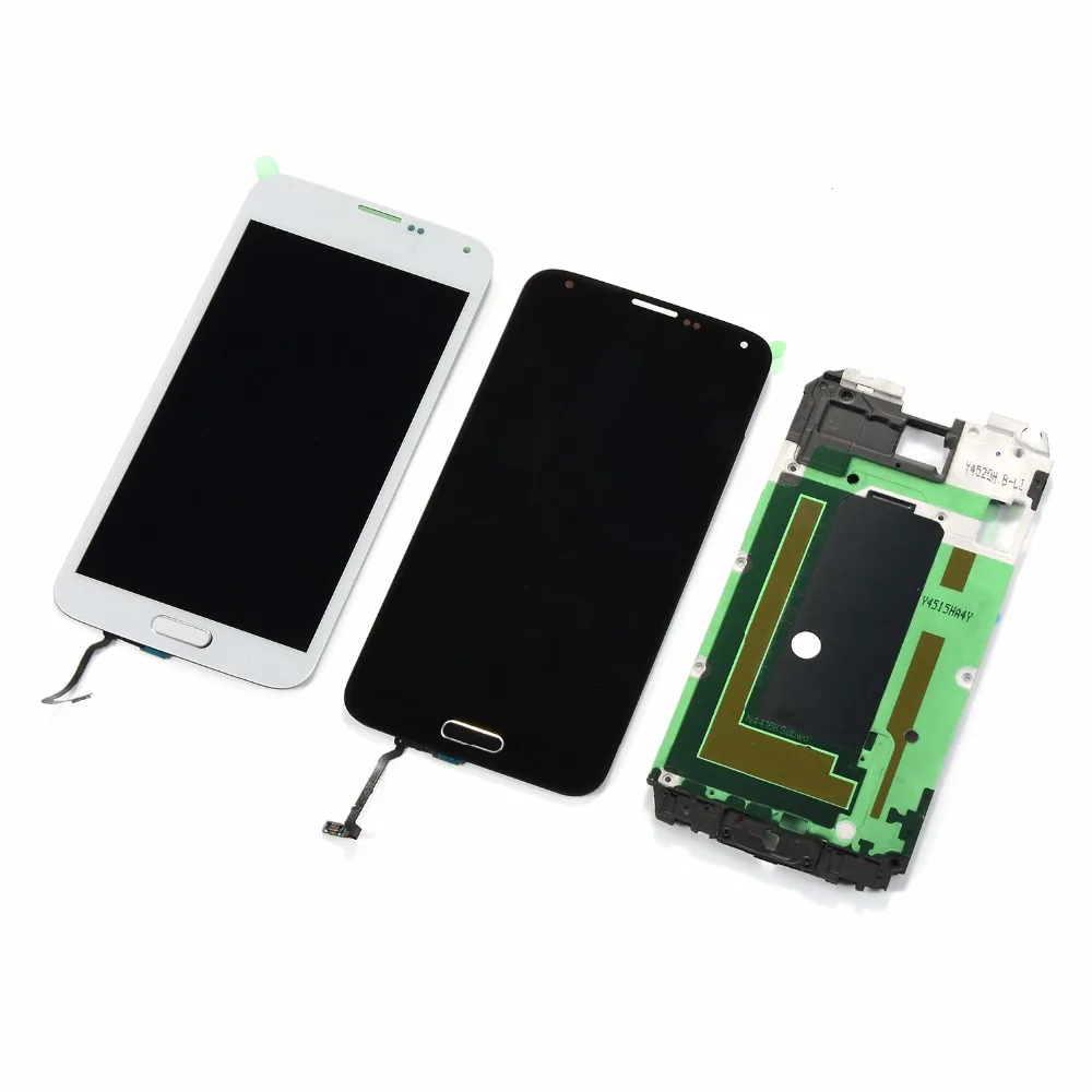 Для Samsung Galaxy S5 i9600 G900F G900T G900P G900A ЖК дисплей сенсорный экран + Корпус Передняя рамка