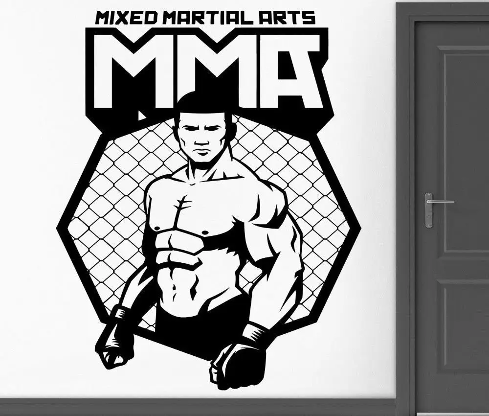 Wall Stickers Vinyl MMA UFC Cage Fighter Man Fight Cool Wall Decals