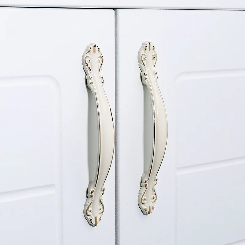 Слоновой кости белый шкаф ручки и ручки для мебели кухонный шкаф из цинкового сплава мебельные ручки комод выдвижные ящики