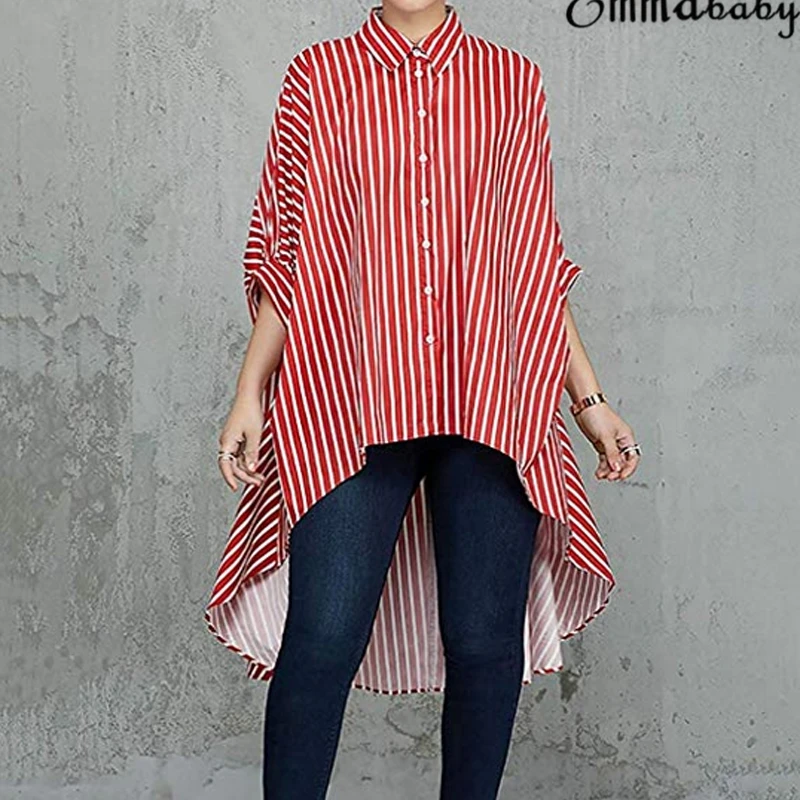 

New Fashion Womens Irregular Long Shirt Loose Long Sleeve Casual Shirt Ladies Summer Loose Tops Blouse