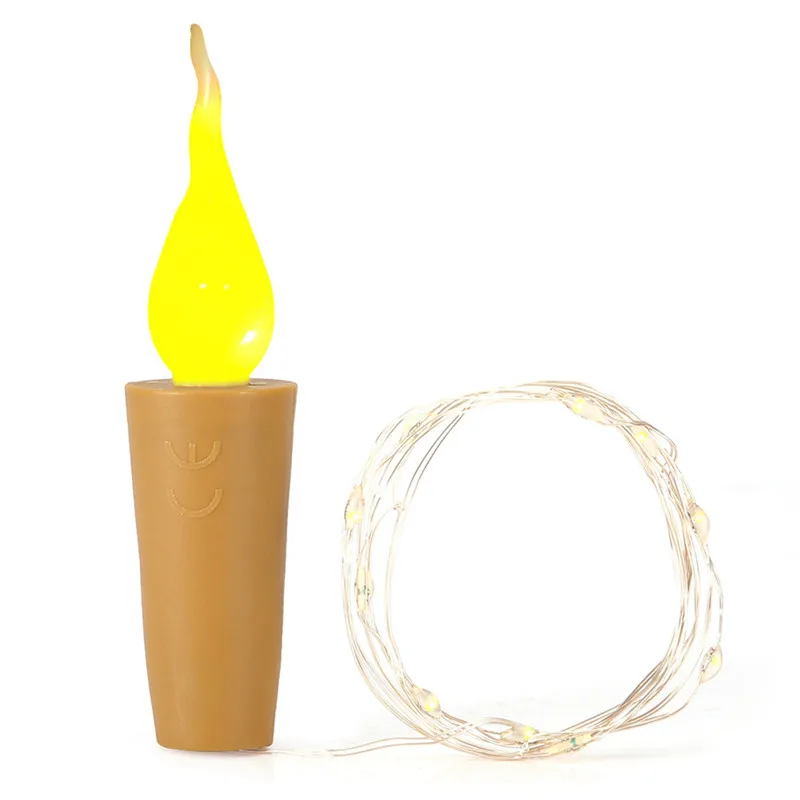 2 м светодиодный гирлянды светодиодный лампы в форме свечи серебряной проволоки Фея гирлянда пробка для бутылки для Стекло ремесло, свадьбы, Рождества, год украшения