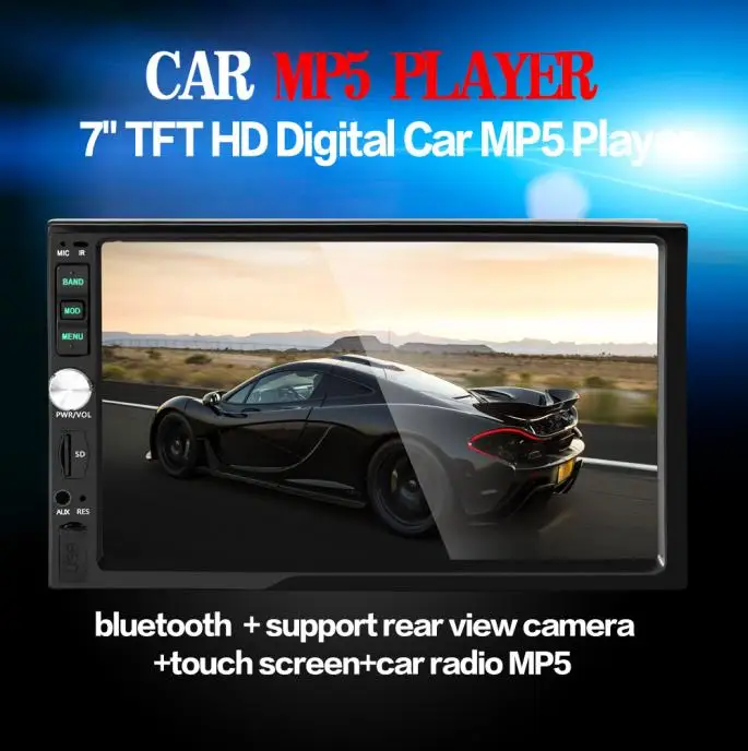 

Black7inc Bluetooth Car Stereo Audio In-Dash Aux Input Receiver SD/USB MP5 Player Touch Screen Bluetooth + Microphone