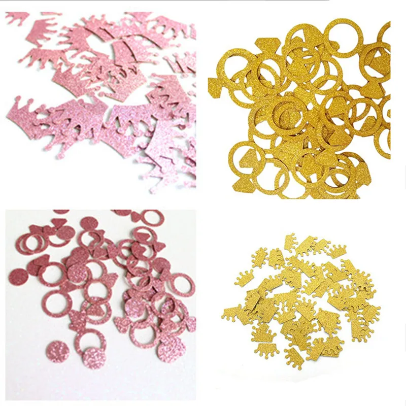 

100Pcs 3CM Diamond Crown Glitter Rose Gold Paper Confetti Wedding Decoration Table Scatter Christmas New Year DIY Decor Supplies