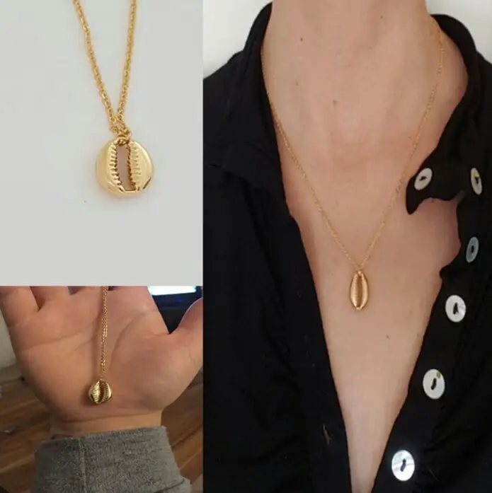 Conch Shell Shape Pendant Necklace For Women Simple Seashell Ocean Beach Boho Bohemian Jewelry