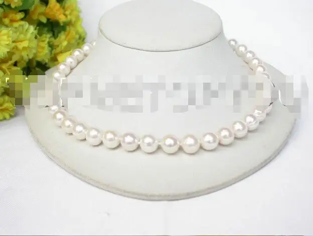 

Free Shipping >> 17" Luster 11mm round white freshwater pearls necklace 925sc clasp E324