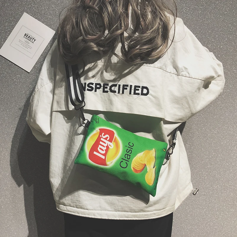 Модная креативная сумка на плечо Женская новая трендовая Корейская версия девушки Наплечная Сумка повседневная холщовый пакет картофельных чипсов