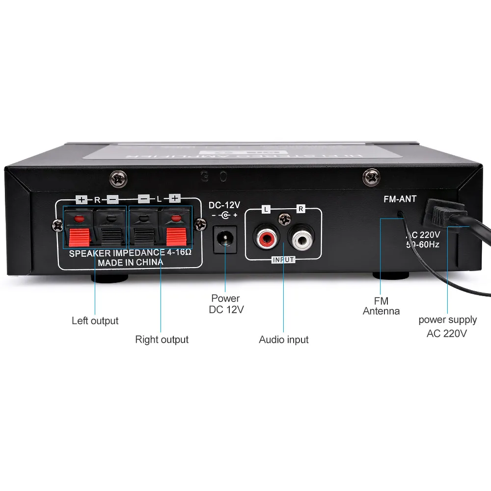AIYIMA 12V Car Amplifier Hi-Fi 2.0 Channel Auto Audio Digital Bluetooth Amplifiers Support FM TF Card U Disk Remote Car Home