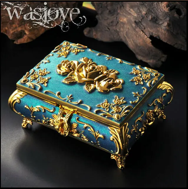 European Rectangle Red/white/blue Metal Jewelry Box Storage Box Jewelry