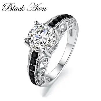 

BLACK AWN 2020 New Bijoux High Quality 925 Sterling Silver Fine Jewelry Trendy Wedding Rings for Women Engagement C092