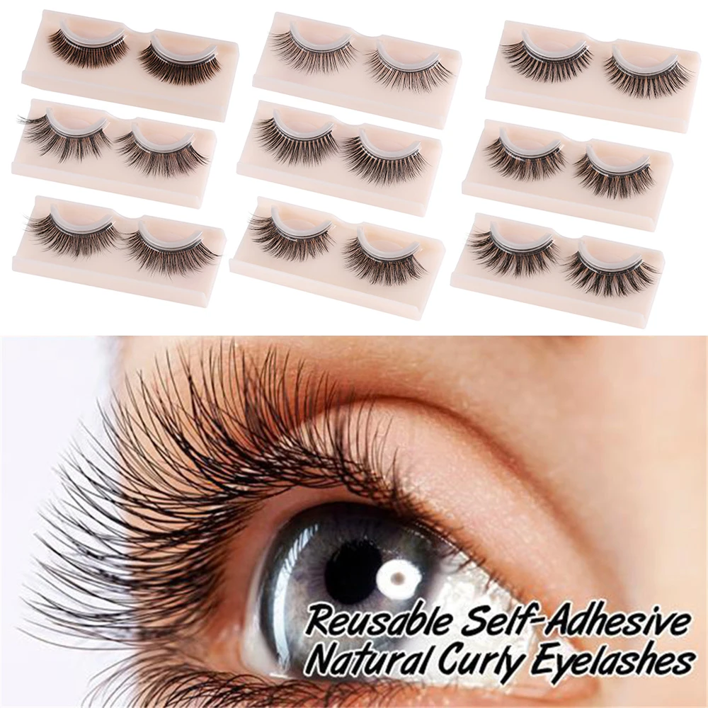 

1 Pair 3D False Eyelashes Extension Reusable Self-Adhesive Natural Curly Eyelashes Self Adhesive Eye lashes Makeup Tools