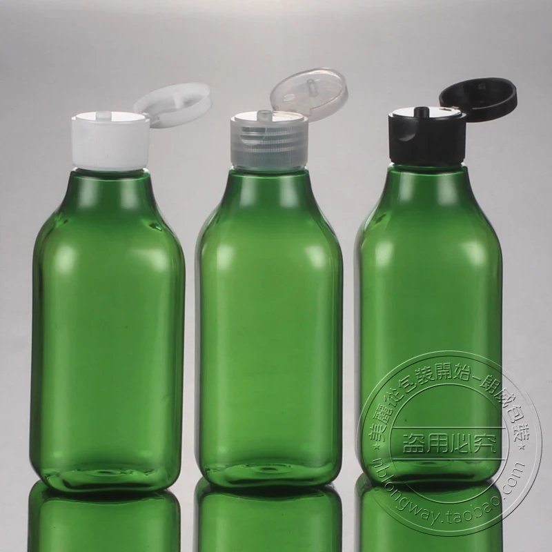 30PCS/LOT 200ML Flip Screw Cap Bottle,Green Plastic Cosmetic Container