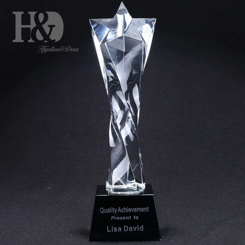 H& D Crystal Awards, хрустальный стеклянный трофей, Звездные корпоративные стеклянные трофеи, гравировка на заказ, 9,8 дюймов, Honor Gifts, украшения для дома