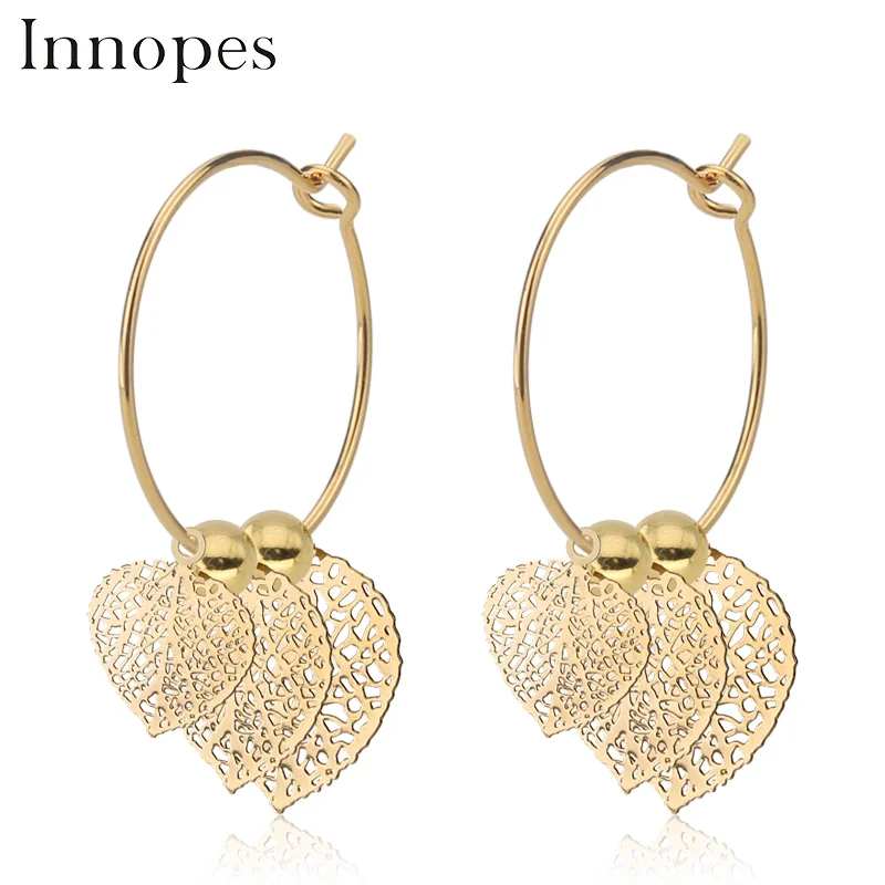 

Innopes Korean geometric earrings hollow leaves vintage earrings women's fashion gifts
